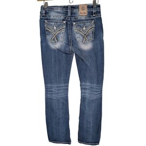 MISS ME Mid Rise Bootcut Jeans Wmns 26 Long Rhinestone Y2K Cowgirl Rodeo Western